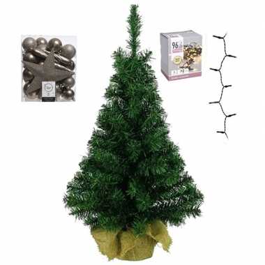 Kantoor/bureau kerstboom compleet met decoratie kasjmier bruin
