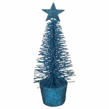 Mini kerstboom in de kleur blauw 15 cm