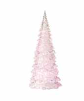 Kerstboom led lamp kerst decoratie roze 10 x 22 cm