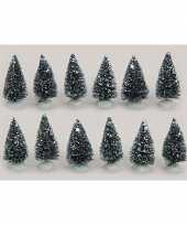 Kerstdorp miniatuur boompjes 12 stuks