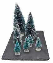 Kerstdorp onderdelen miniatuur set van 8x boompjes