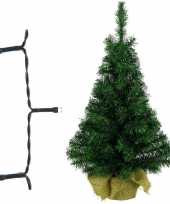 Volle kerstboom kunstboom 75 cm inclusief warm witte verlichting op batterij