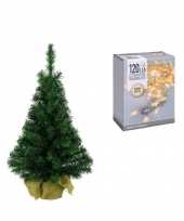 Volle kerstboom kunstboom 75 cm inclusief warm witte verlichting